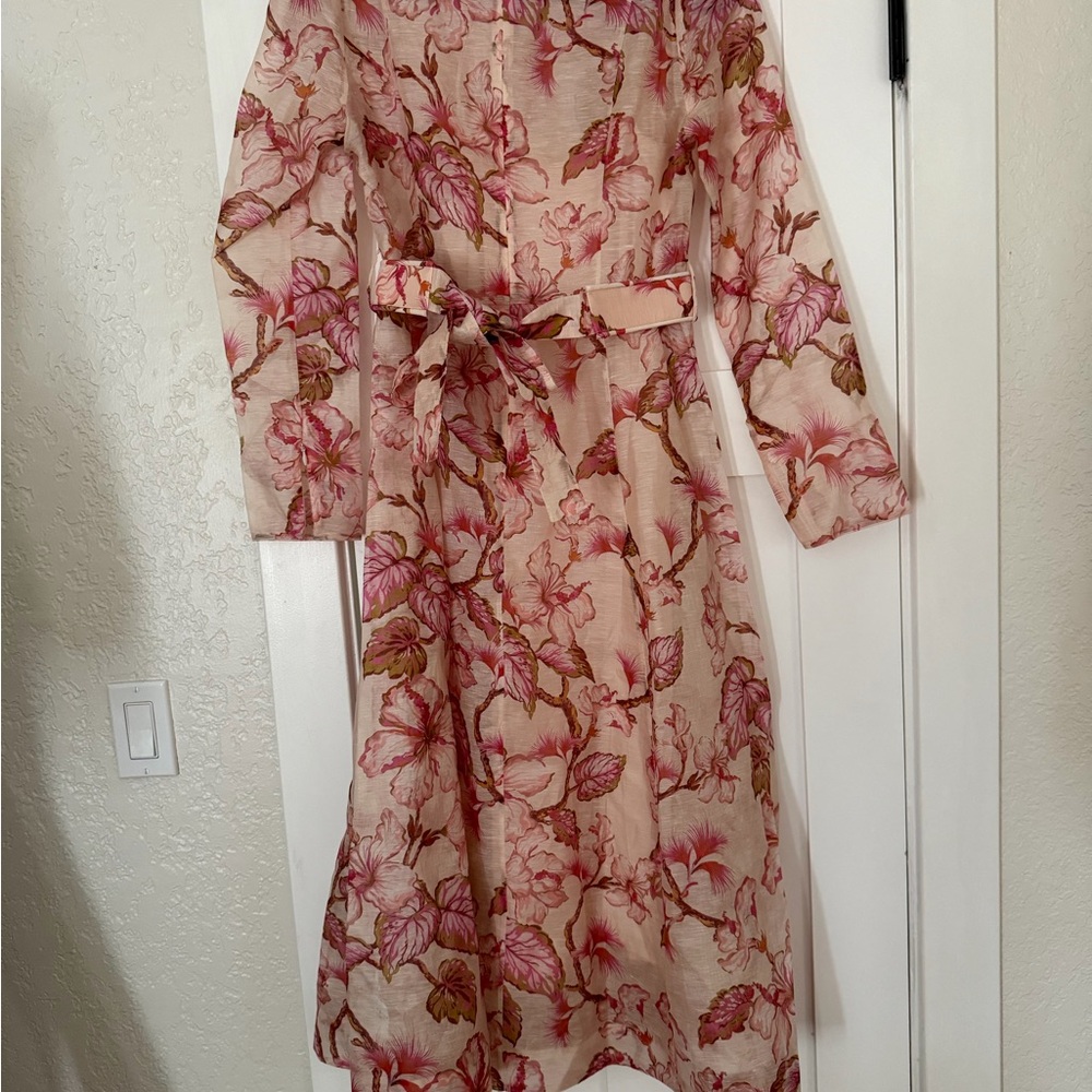 Zimmermann Pink Floral Long Sleeve Dress